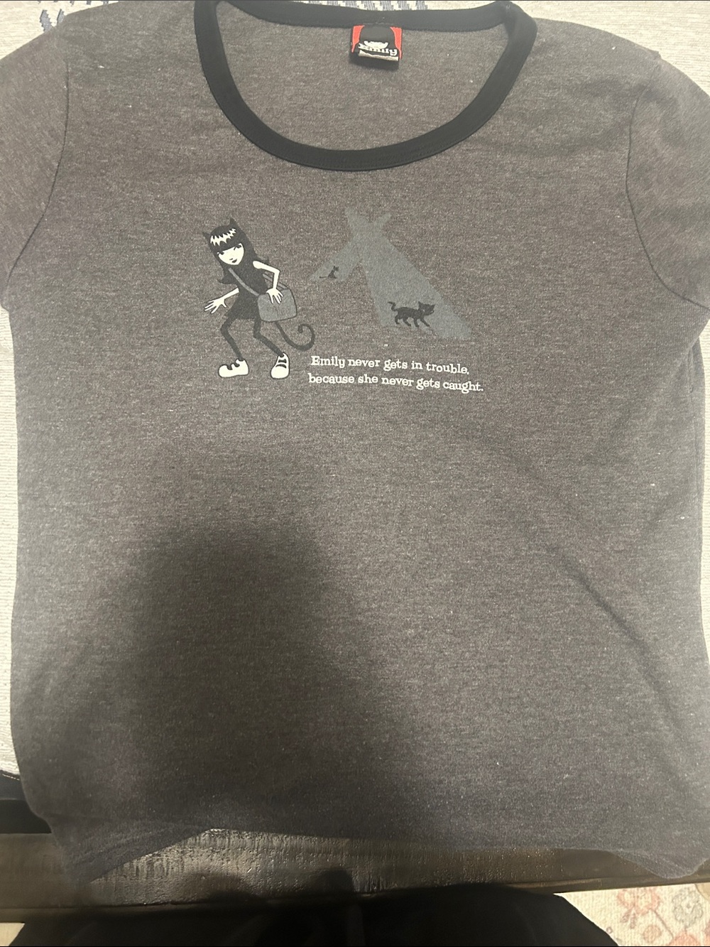Emily Graphic Ringer Tee - Kids (Gray/Black)